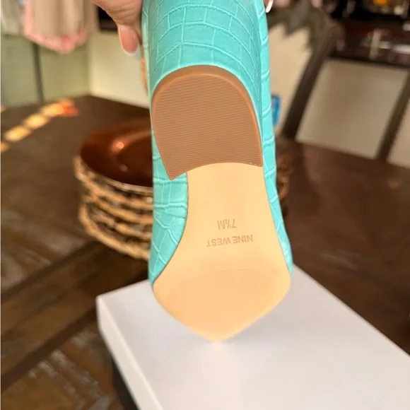 Nine West Aqua Croc-Embossed Heels - Picture 4 of 6